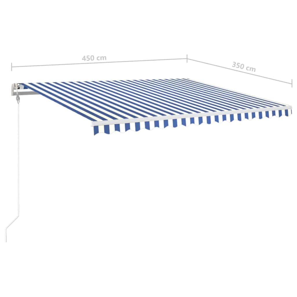 vidaXL Τέντα Αυτόματη με LED & Αισθ. Ανέμου Μπλε/Λευκό 450 x 350 εκ.