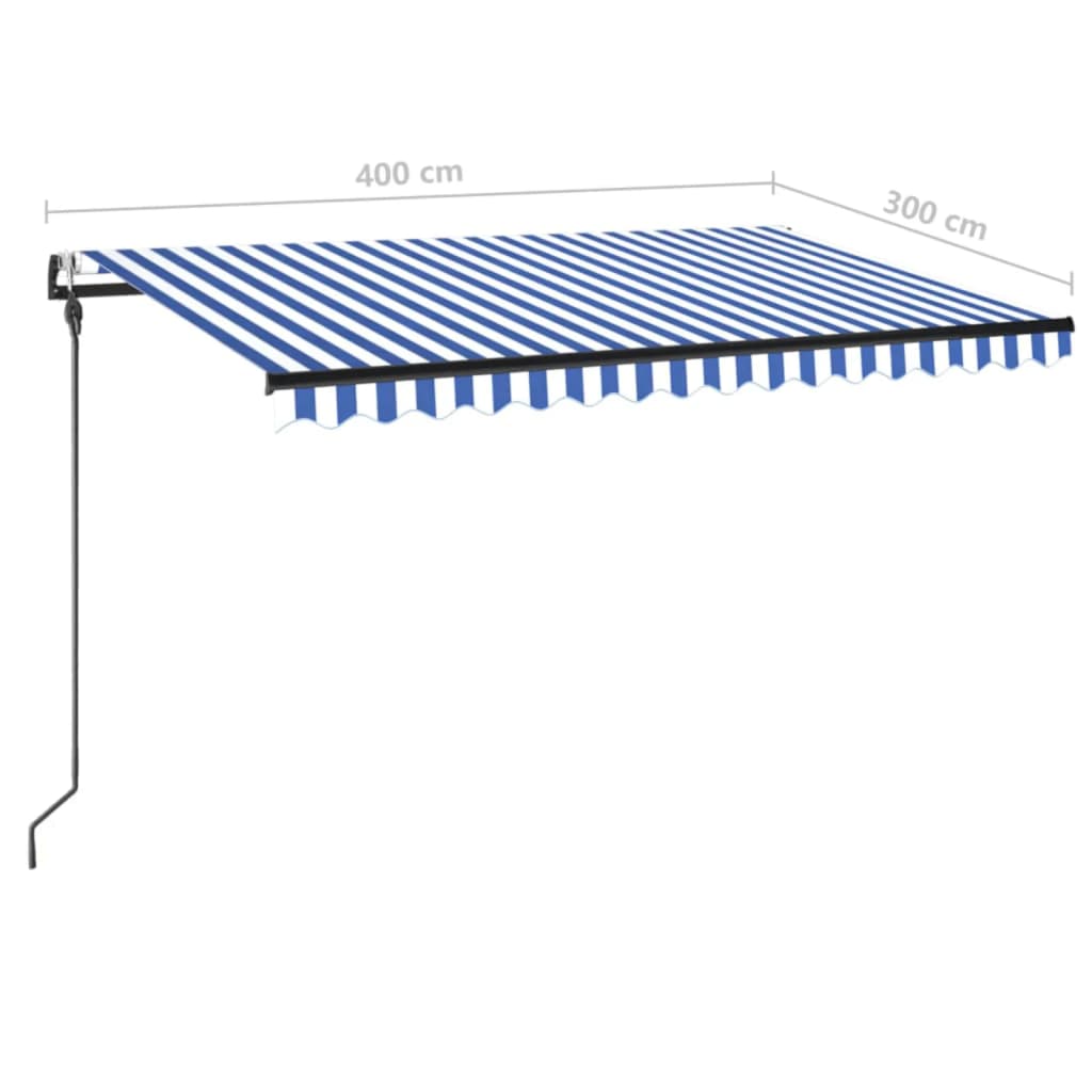 vidaXL Τέντα Αυτόματη με LED & Αισθητήρα Ανέμου Μπλε/Λευκό 400x300 εκ.