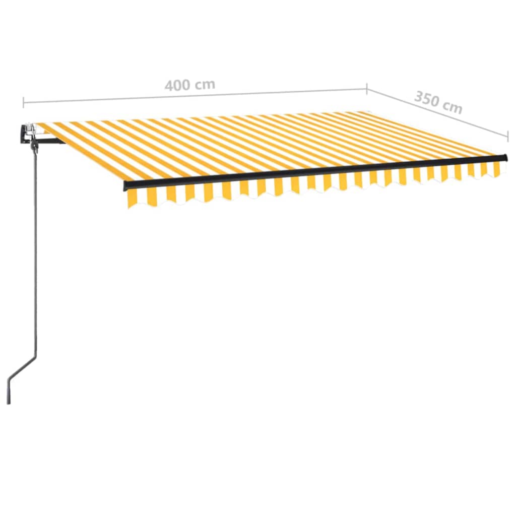vidaXL Τέντα Αυτόματη με LED & Αισθ. Ανέμου Κίτρινο/Λευκό 400x350 εκ.
