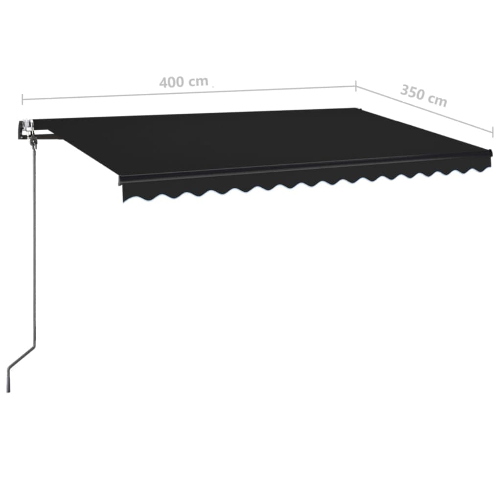 vidaXL Τέντα Αυτόματη με LED & Αισθητήρα Ανέμου Ανθρακί 400x350 εκ.