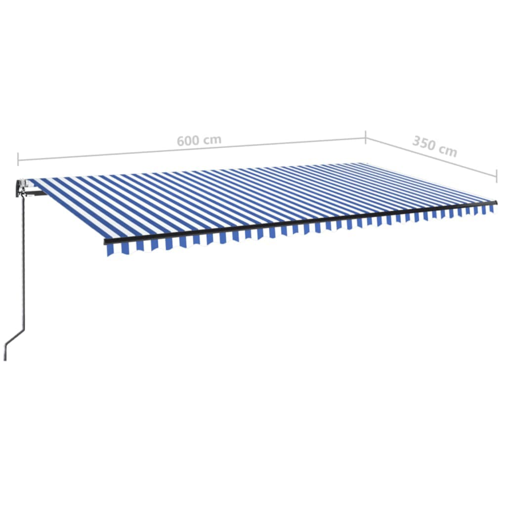 vidaXL Τέντα Αυτόματη με LED & Αισθ. Ανέμου Μπλε/Λευκό 600 x 350 εκ.