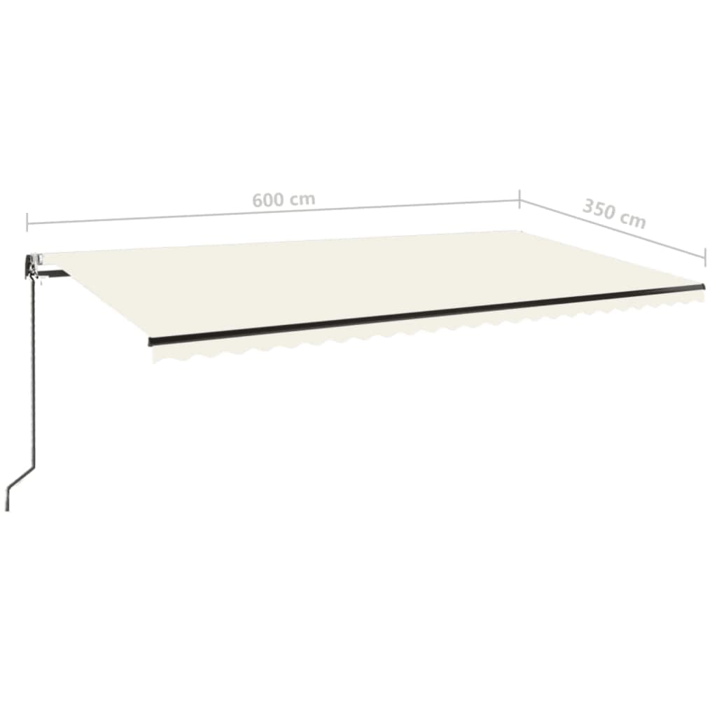 vidaXL Τέντα Αυτόματη με LED & Αισθητήρα Ανέμου Κρεμ 600x350 εκ.