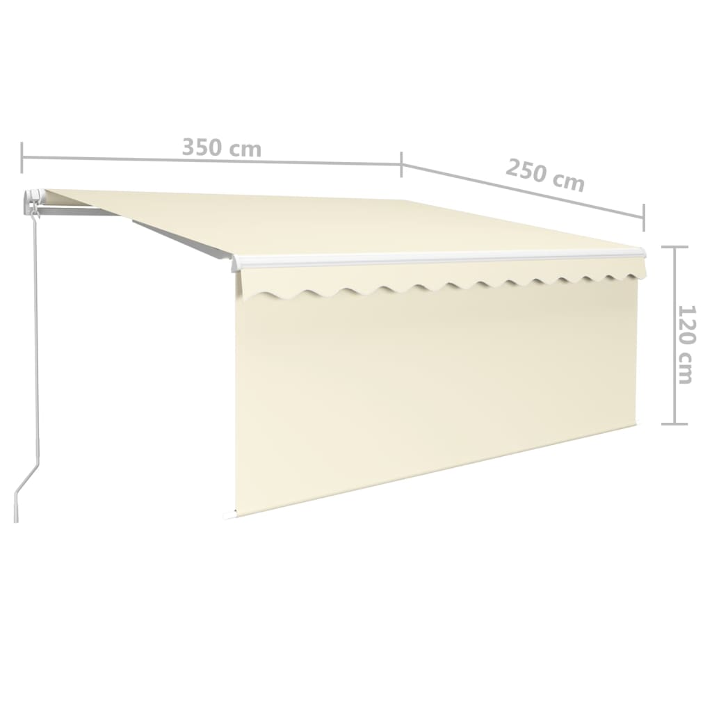 vidaXL Τέντα Συρόμενη Χειροκίνητη με Σκίαστρο & LED Κρεμ 3,5 x 2,5 μ.