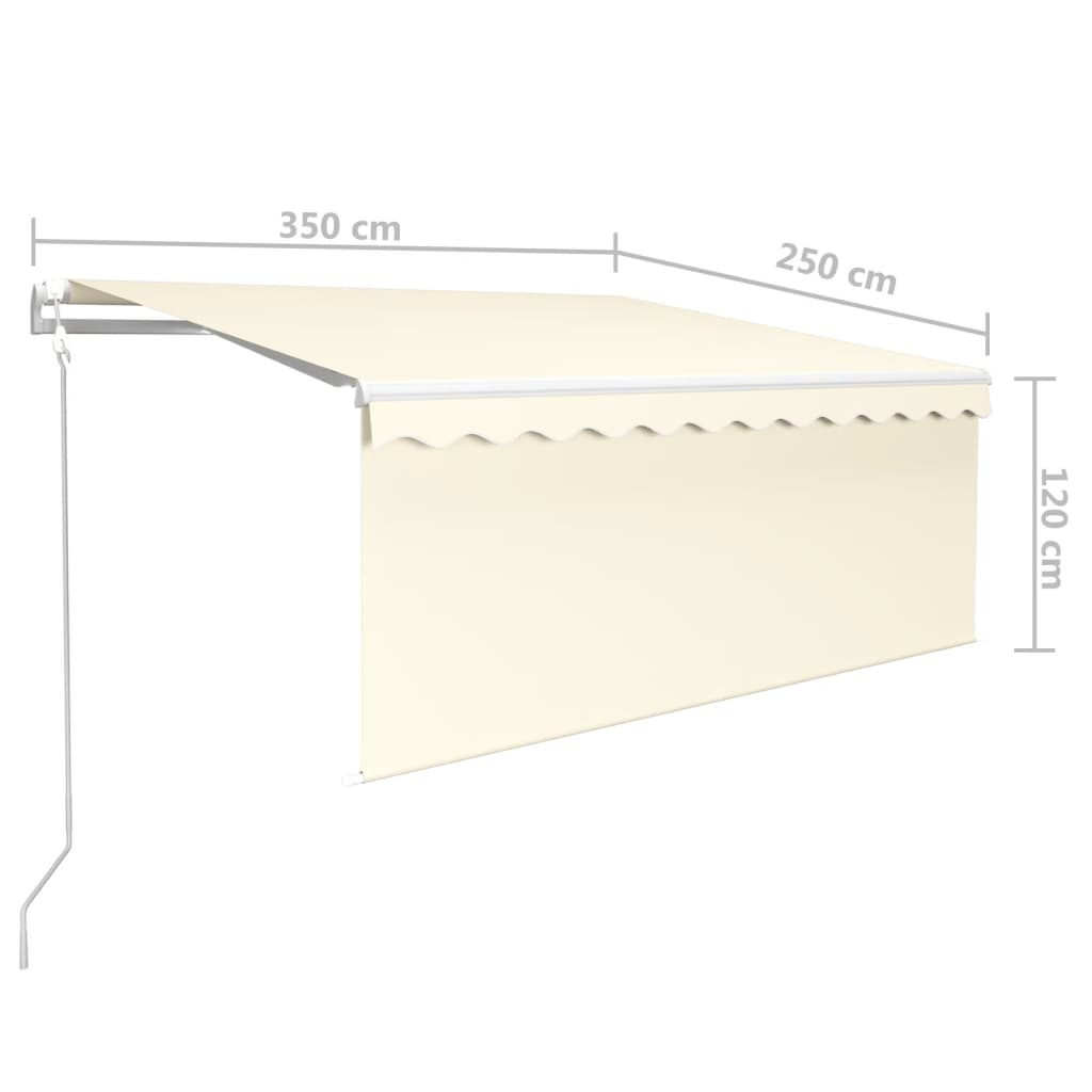 vidaXL Τέντα Αυτόματη με Σκίαστρο/LED και Αισθ. Ανέμου Κρεμ 3,5 x 2,5μ