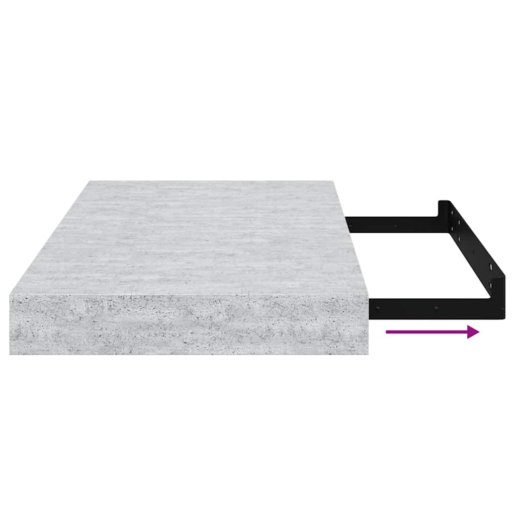 vidaXL Ράφια Τοίχου 4 τεμ. Γκρι Σκυροδέματος 40x23,5x3,8 εκ. MDF