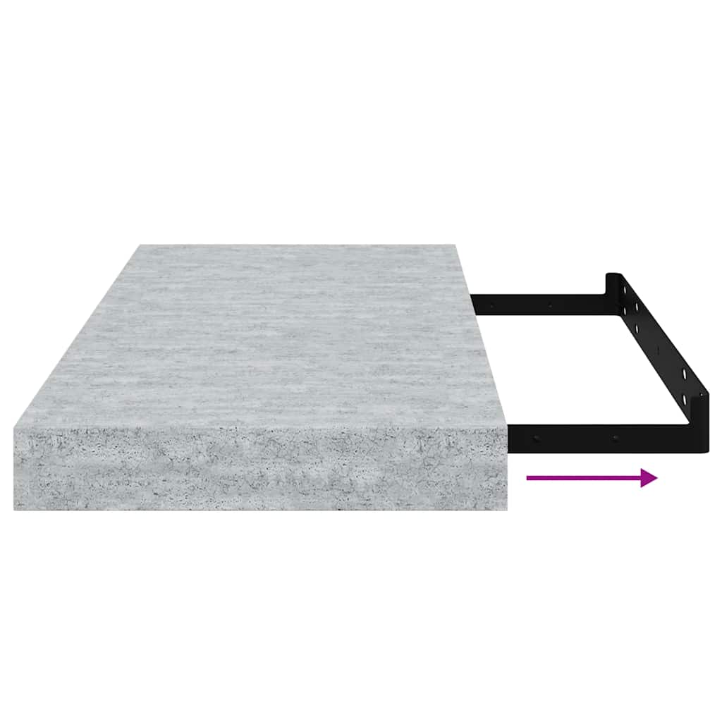 vidaXL Ράφια Τοίχου 4 τεμ. Γκρι Σκυροδέματος 50x23,5x3,8 εκ. MDF