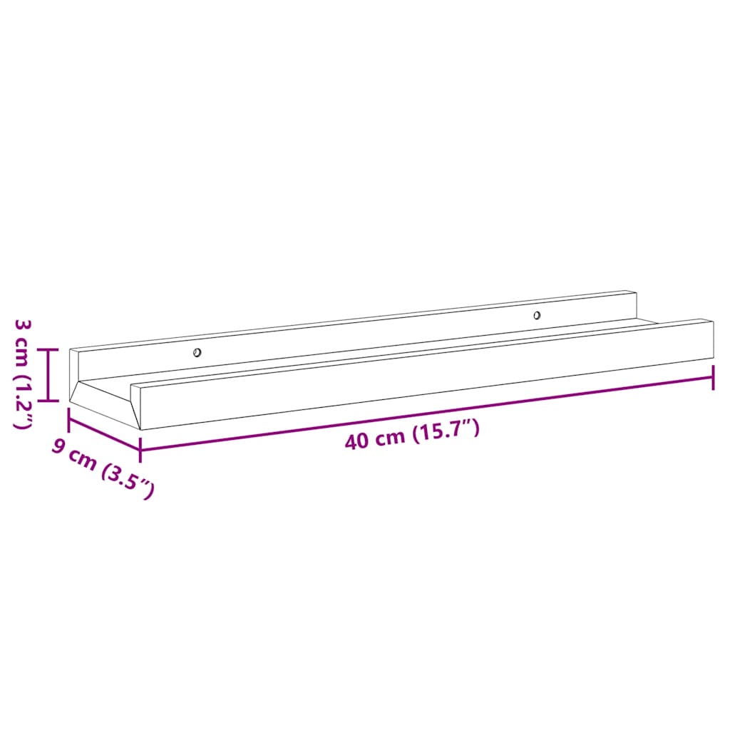 vidaXL Ράφια Τοίχου 4 τεμ. Γκρι 40 x 9 x 3 εκ.