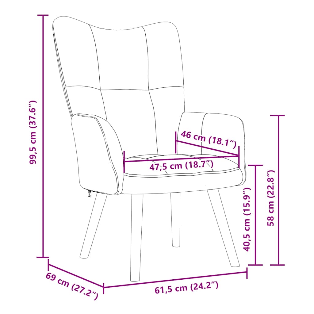 vidaXL Πολυθρόνα Relax Μπορντό Βελούδινη