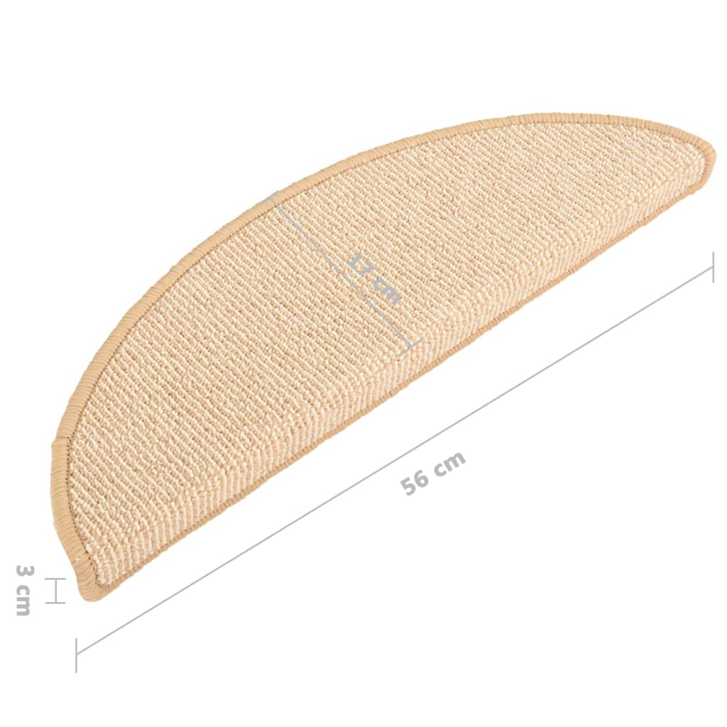 vidaXL Πατάκια Σκάλας Μοκέτα 15 τεμ. Κρεμ 56 x 17 x 3 εκ.