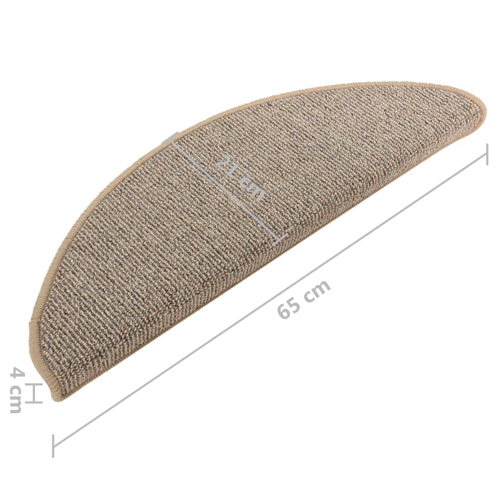 vidaXL Πατάκια Σκάλας Μοκέτα 15 τεμ. Γκρι / Καφέ 65 x 21 x 4 εκ.