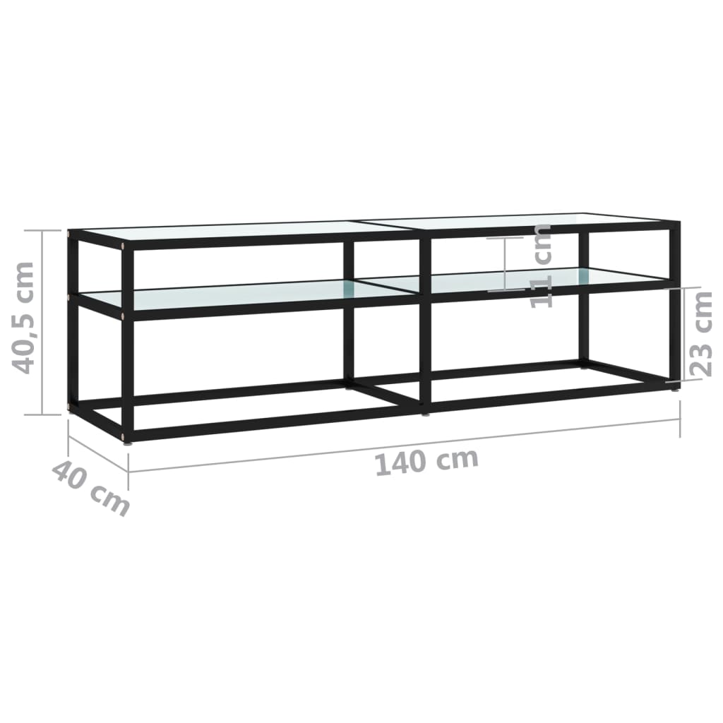 vidaXL Έπιπλο Τηλεόρασης Λευκό Όψη Μαρμάρου 140x40x40,5εκ Γυαλί Ασφαλ.