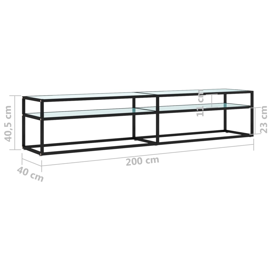 vidaXL Έπιπλο Τηλεόρασης Λευκό Όψη Μαρμάρου 200x40x40,5εκ Ψημένο Γυαλί