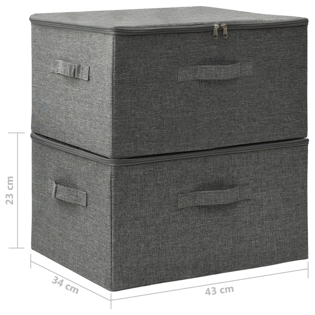 vidaXL Κουτιά Αποθήκευσης 2 τεμ. Ανθρακί 43 x 34 x 23 εκ. Υφασμάτινα