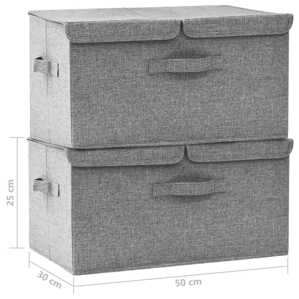vidaXL Κουτιά Αποθήκευσης 2 τεμ. Γκρι 50 x 30 x 25 εκ. Υφασμάτινα