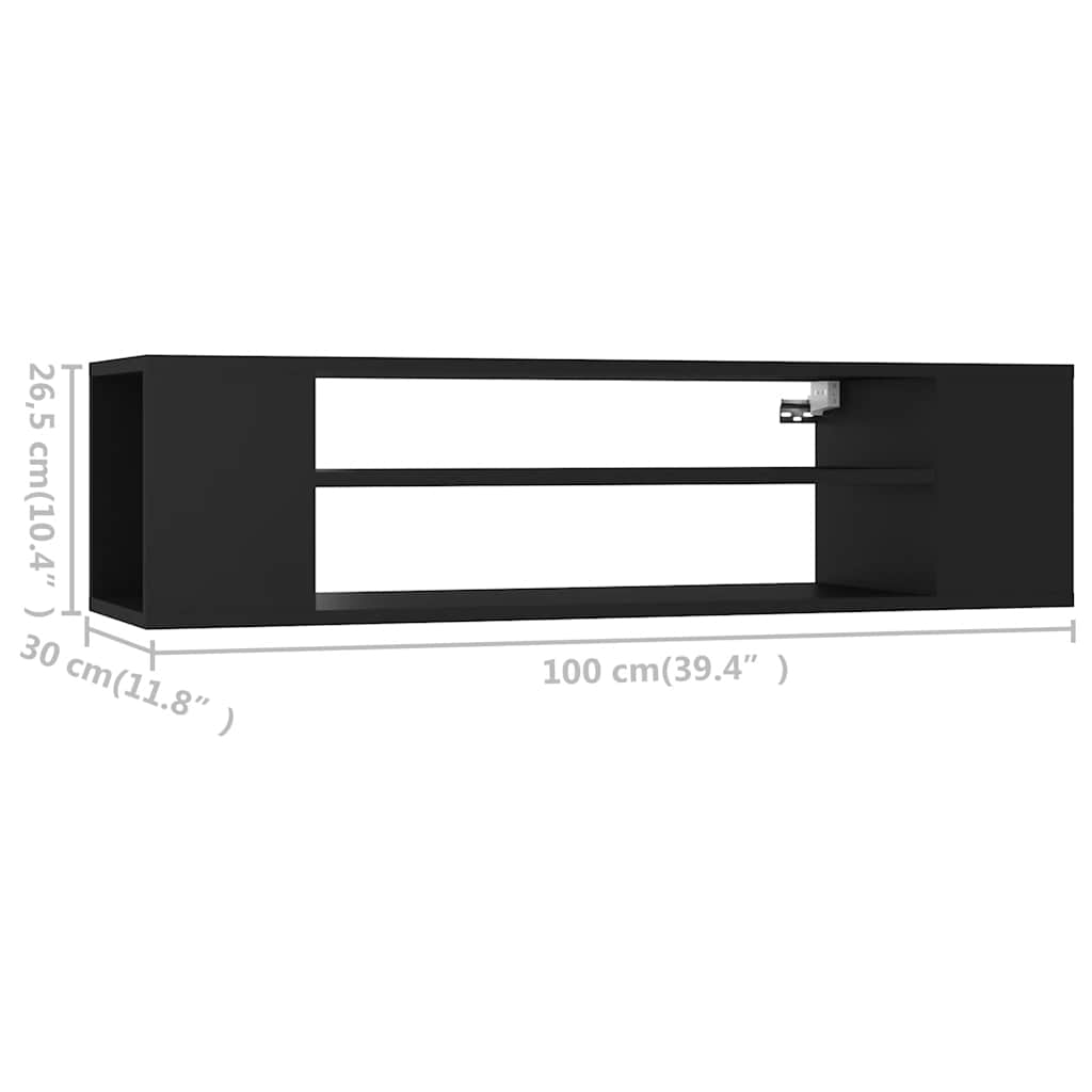 vidaXL Έπιπλο Τηλεόρασης Κρεμαστό Μαύρο 100 x 30 x 26,5 εκ Επεξ. Ξύλο