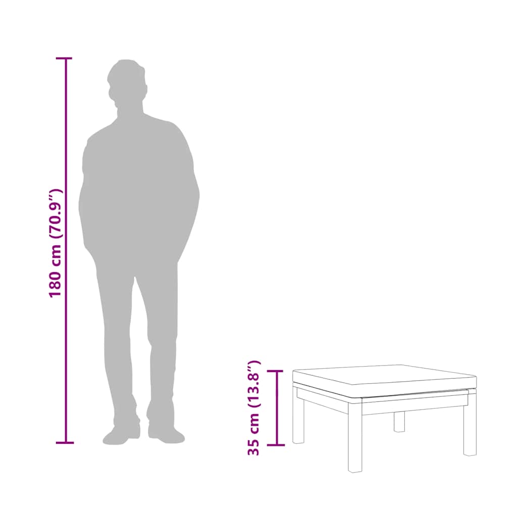 vidaXL Υποπόδιο από Μασίφ Ξύλο Ακακίας με Λευκό Κρεμ Μαξιλάρι