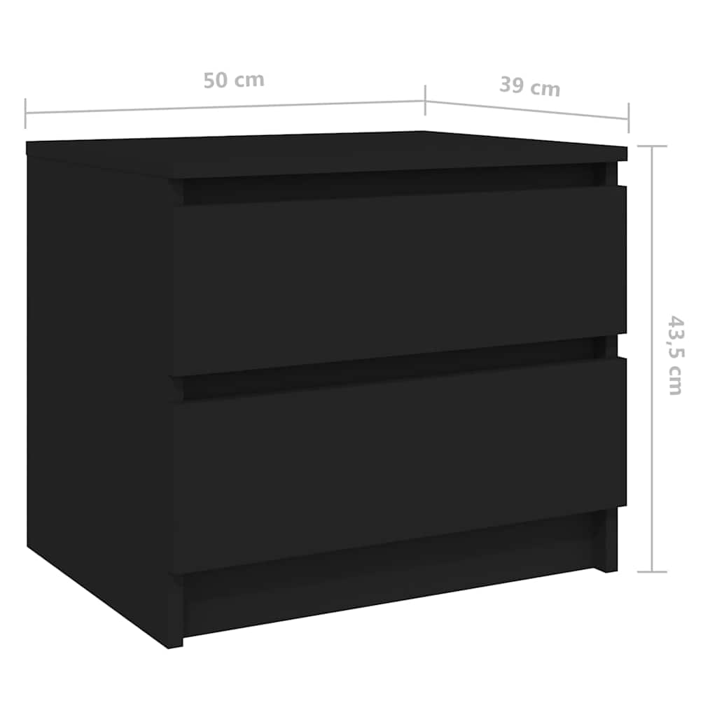 vidaXL Κομοδίνο Μαύρο 50 x 39 x 43,5 εκ. από Επεξ. Ξύλο