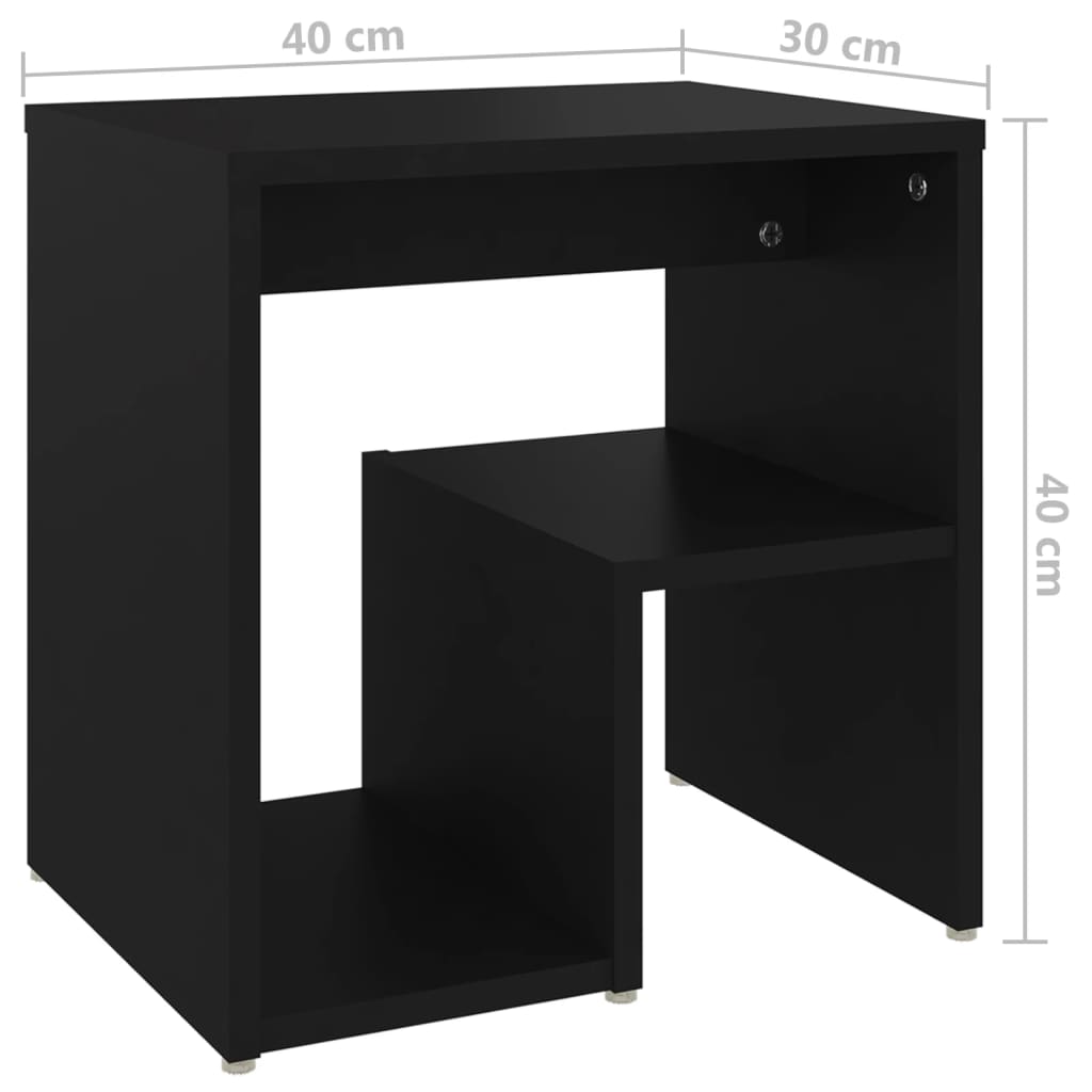 vidaXL Κομοδίνο Μαύρο 40 x 30 x 40 εκ. από Επεξ. Ξύλο