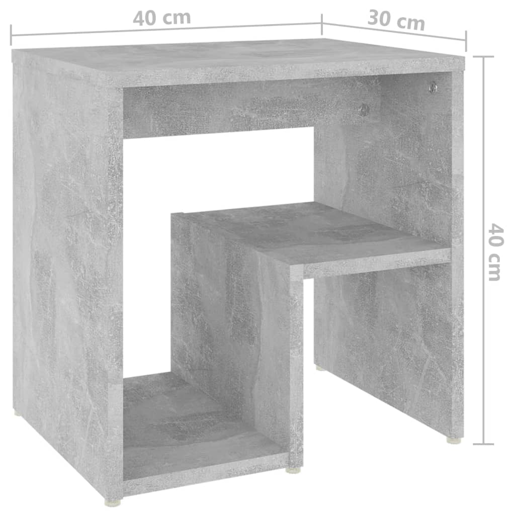 vidaXL Κομοδίνο Γκρι Σκυροδέματος 40 x 30 x 40 εκ. από Επεξ. Ξύλο