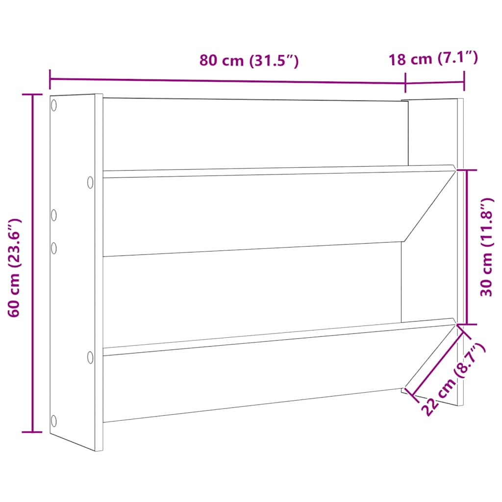 vidaXL Παπουτσοθήκες Τοίχου 2 τεμ. Λευκό 80 x 18 x 60 εκ. Μοριοσανίδα