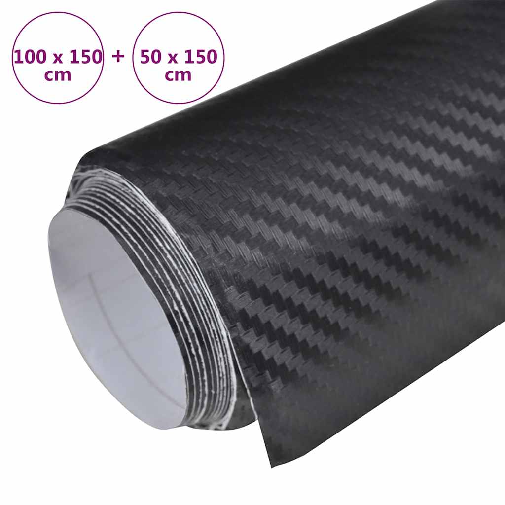 vidaXL Μεμβράνες Αυτοκινήτου 3D 2 τεμ. Μαύρες 100x150 εκ. & 50x150 εκ.