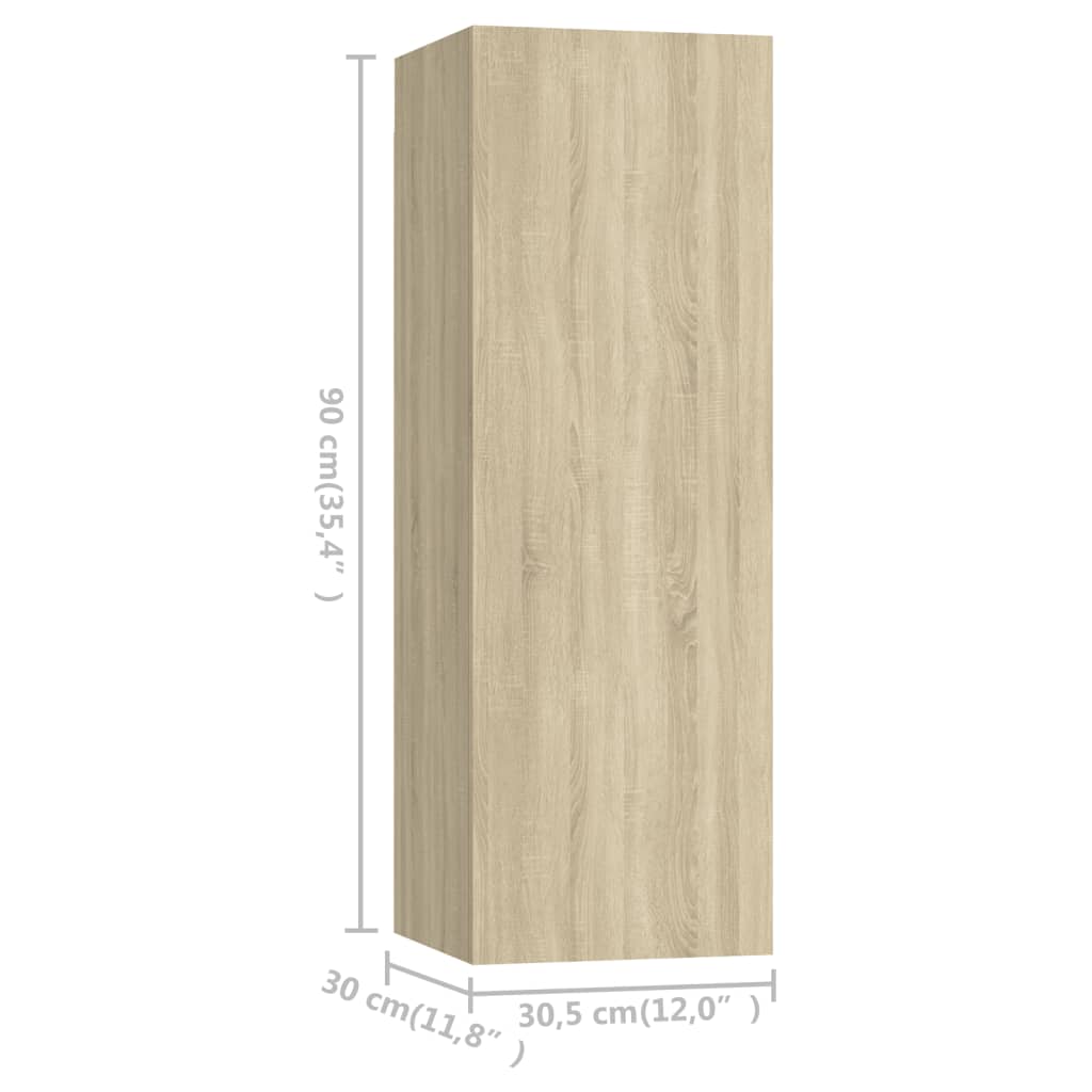 vidaXL Έπιπλα Τηλεόρασης 4 τεμ. Sonoma Δρυς 30,5x30x90 εκ. Επεξ. Ξύλο
