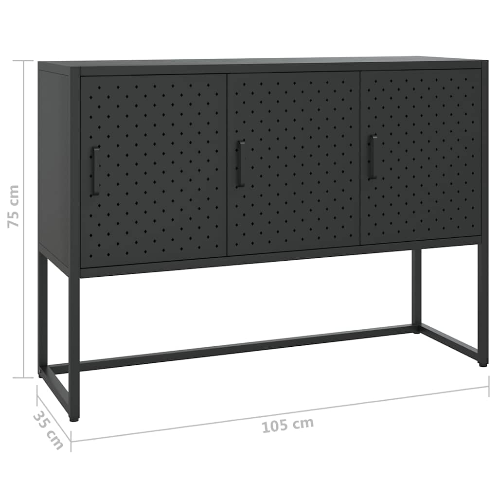 vidaXL Μπουφές Μαύρος 105 x 35 x 75 εκ. από Ατσάλι