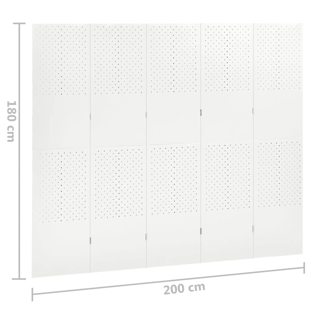 vidaXL Διαχωριστικό Δωματίου με 5 Πάνελ Λευκό 200 x 180 εκ. από Ατσάλι