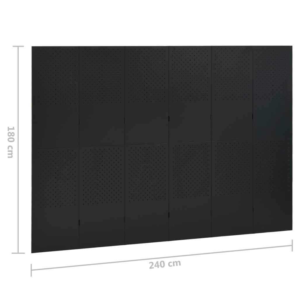 vidaXL Διαχωριστικό Δωματίου με 6 Πάνελ Μαύρο 240 x 180 εκ. από Ατσάλι