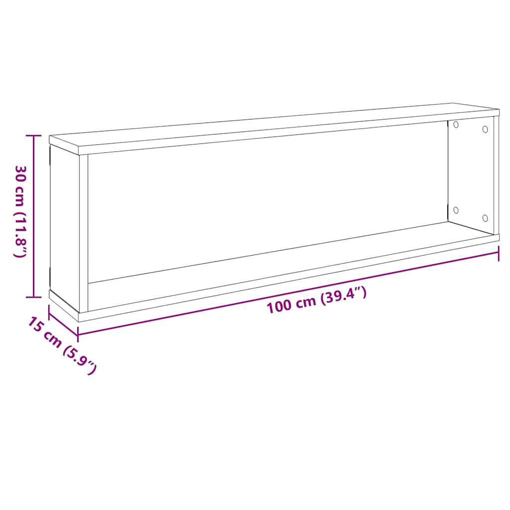 vidaXL Ράφια Κύβοι Τοίχου 4 τεμ. Λευκά 100 x 15 x 30 εκ. Επεξ. Ξύλο