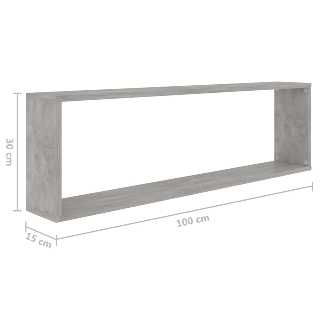 vidaXL Ράφια Κύβοι Τοίχου 2 τεμ. Γκρι Σκυρ. 100x15x30 εκ. Επεξ. Ξύλο