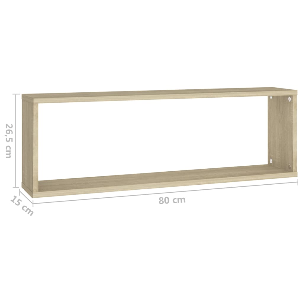 vidaXL Ράφια Κύβοι Τοίχου 4 τεμ. Sonoma Δρυς 80x15x26,5εκ. Επεξ. Ξύλο