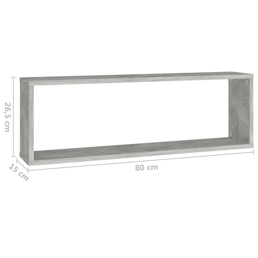 vidaXL Ράφια Κύβοι Τοίχου 2 τεμ. Γκρι Σκυρ. 80x15x26,5 εκ. Επεξ. Ξύλο