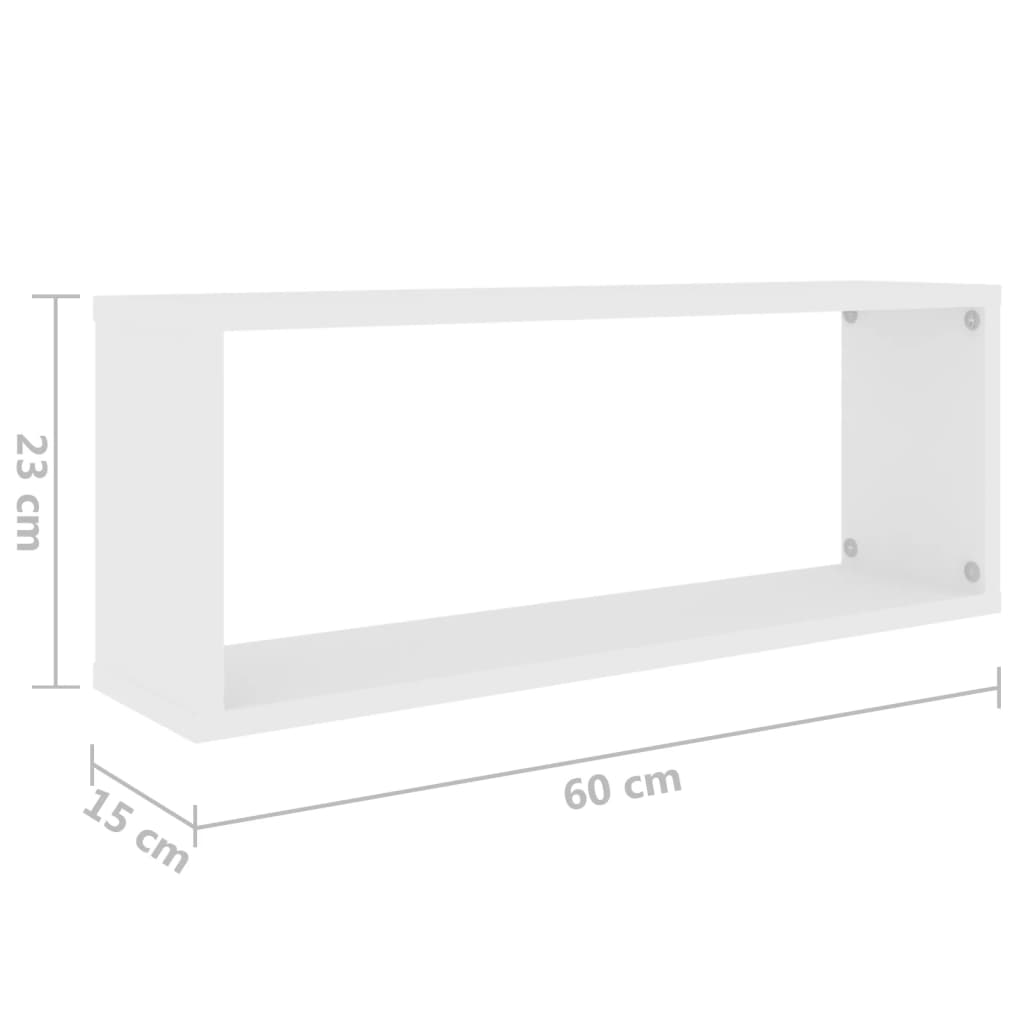 vidaXL Ράφια Κύβοι Τοίχου 6 τεμ. Λευκά 60 x 15 x 23 εκ. από Επεξ. Ξύλο