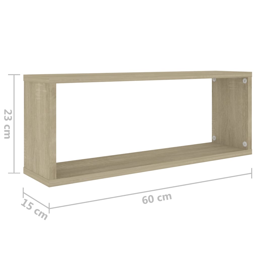 vidaXL Ράφια Κύβοι Τοίχου 2 τεμ. Sonoma Δρυς 60x15x23 εκ. Επεξ. Ξύλο