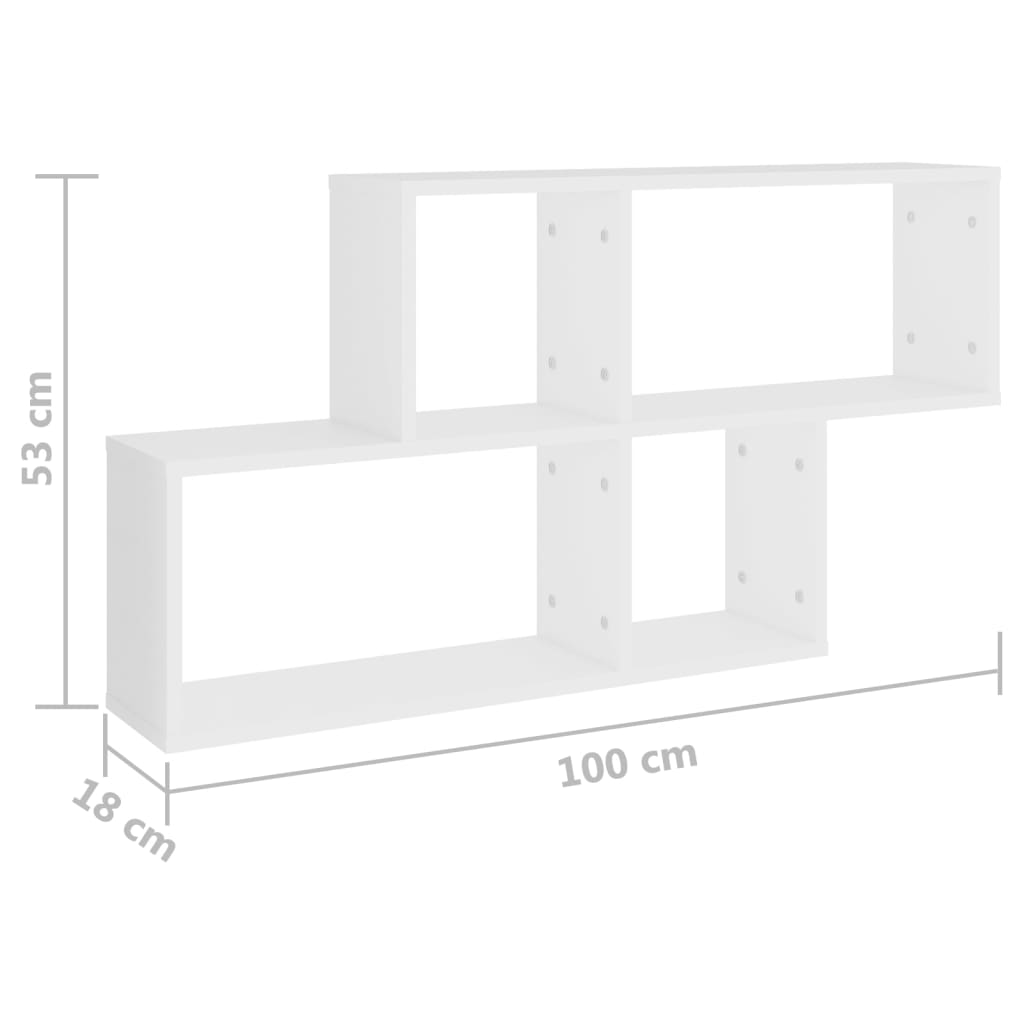 vidaXL Ράφι Τοίχου Λευκό 100 x 18 x 53 εκ. από Επεξεργασμένο Ξύλο