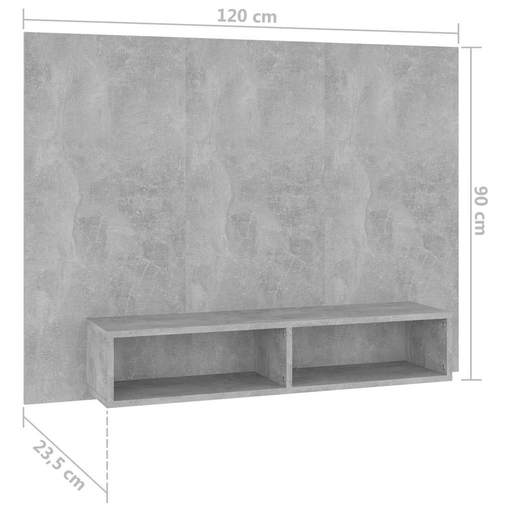vidaXL Έπιπλο Τηλεόρασης Τοίχου Γκρι Σκυρ. 120x23,5x90 εκ. Μοριοσανίδα