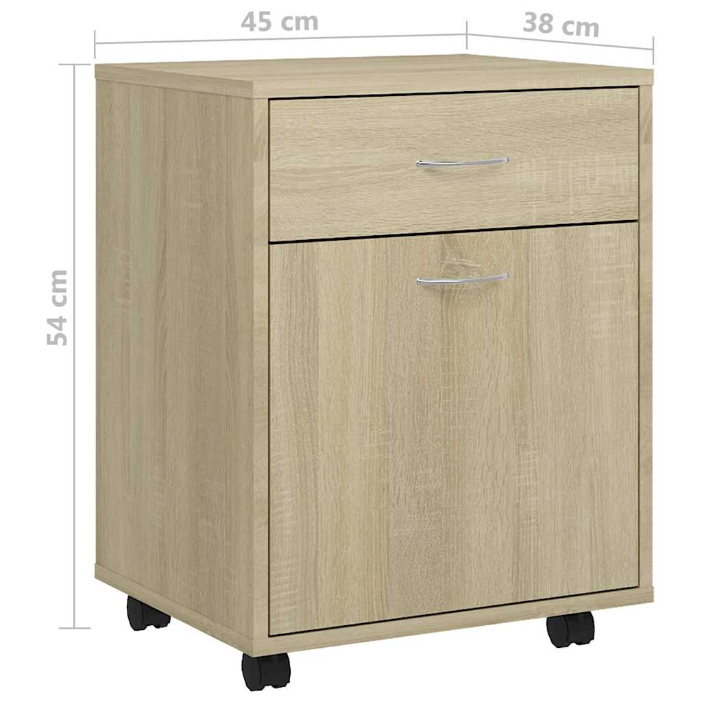 vidaXL Ντουλάπι Τροχήλατο Sonoma Δρυς 45 x 38 x 54 εκ. από Επεξ. Ξύλο