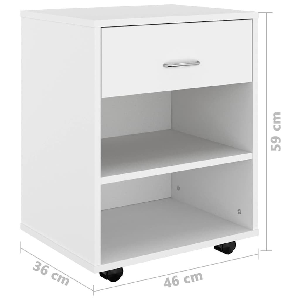vidaXL Ντουλάπι Τροχήλατο Λευκό 46 x 36 x 59 εκ. από Επεξ. Ξύλο