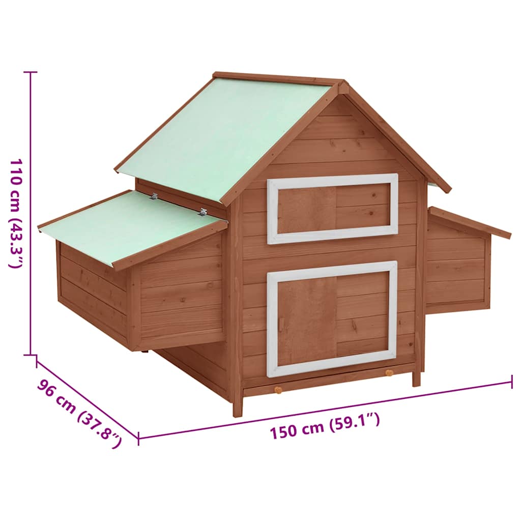 vidaXL Κοτέτσι Μόκα & Λευκό 150 x 96 x 110 εκ. από Μασίφ Ξύλο Ελάτης