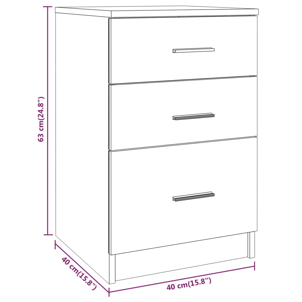 vidaXL Κομοδίνο Γκρι Σκυροδέματος 40 x 40 x 63 εκ. Επεξεργασμένο Ξύλο