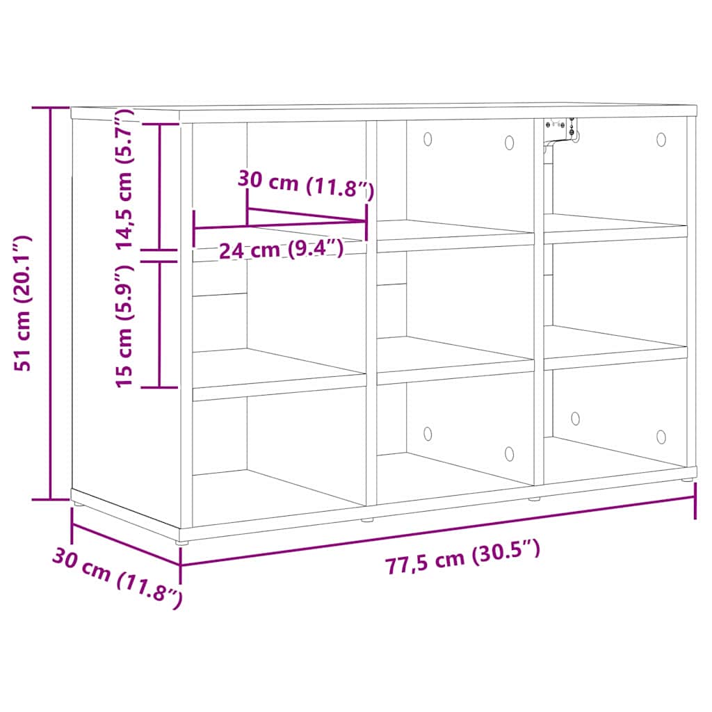vidaXL Ντουλάπα Παπουτσιών 77,5 x 30 x 51 εκ. Επεξεργασμένο Ξύλο Λευκό