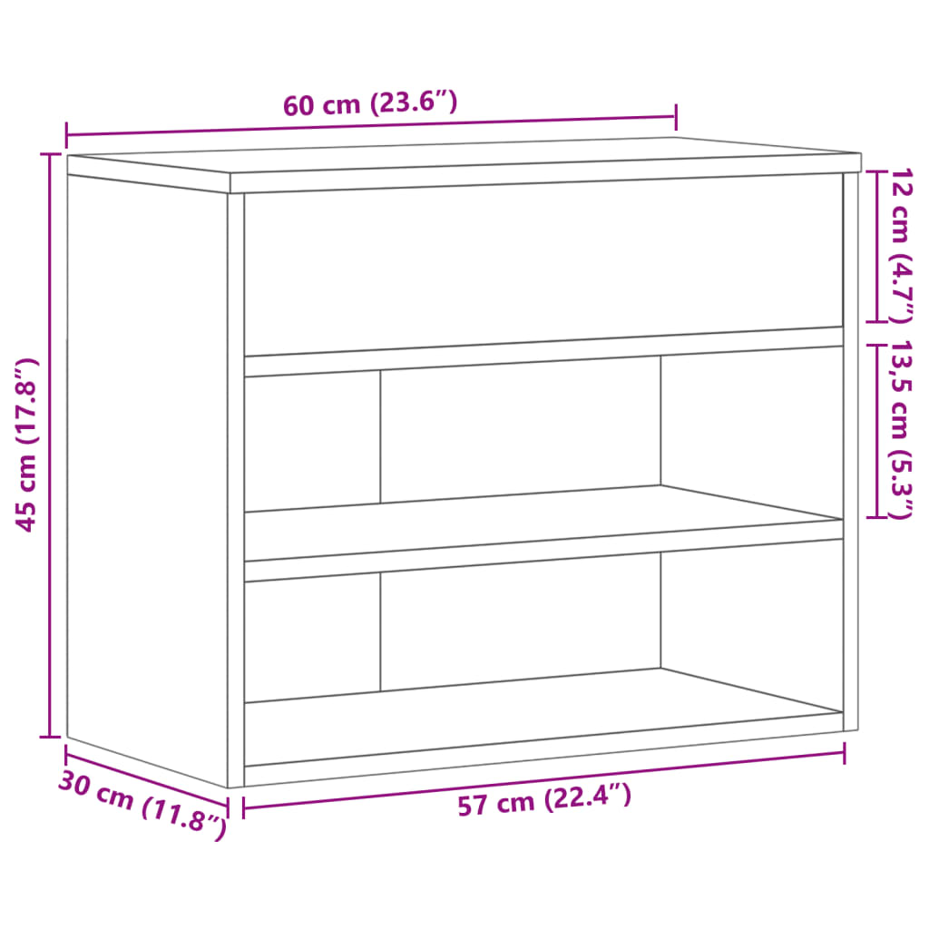 vidaXL Παπουτσοθήκη Λευκή 60 x 30 x 45 εκ. από Επεξ. Ξύλο