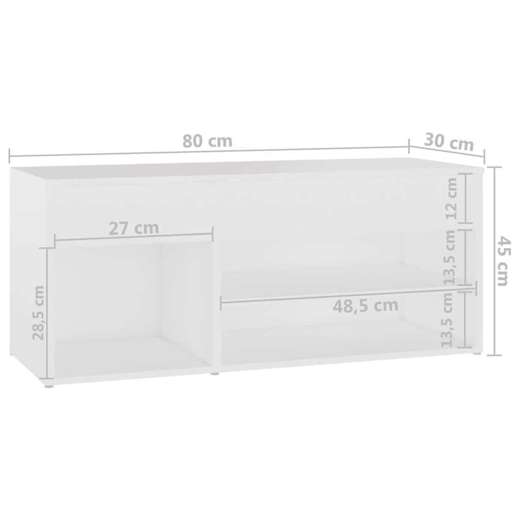 vidaXL Παπουτσοθήκη Λευκή 80 x 30 x 45 εκ. από Επεξ. Ξύλο