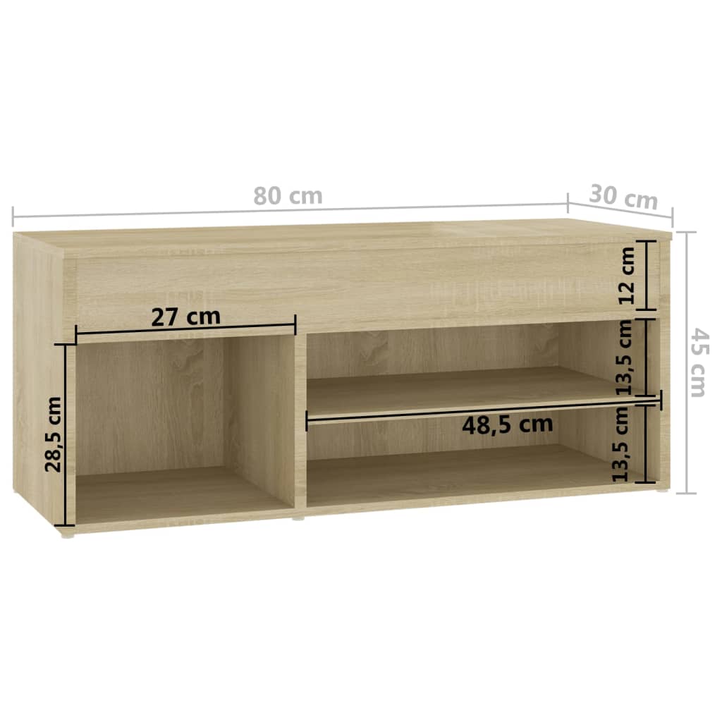 vidaXL Παπουτσοθήκη Sonoma Δρυς 80 x 30 x 45 εκ. από Επεξ. Ξύλο