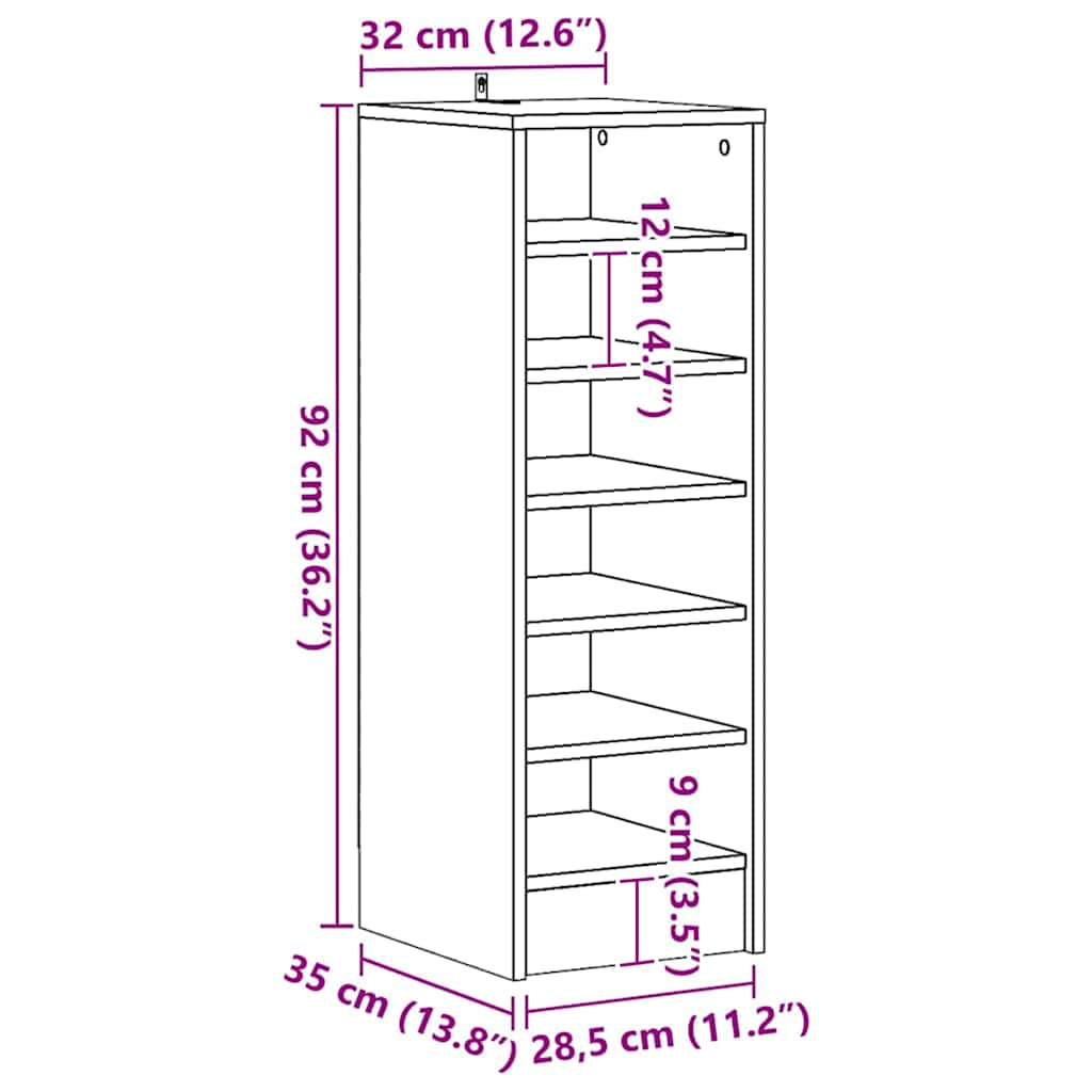 vidaXL Παπουτσοθήκη Γκρι Σκυροδέματος 31,5x35x90 εκ. από Επεξ. Ξύλο