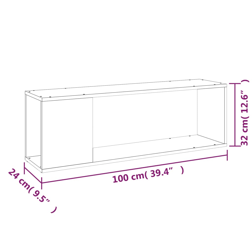 vidaXL Έπιπλο Τηλεόρασης Γυαλιστερό Λευκό 100 x 24 x 32 εκ. Επεξ. Ξύλο