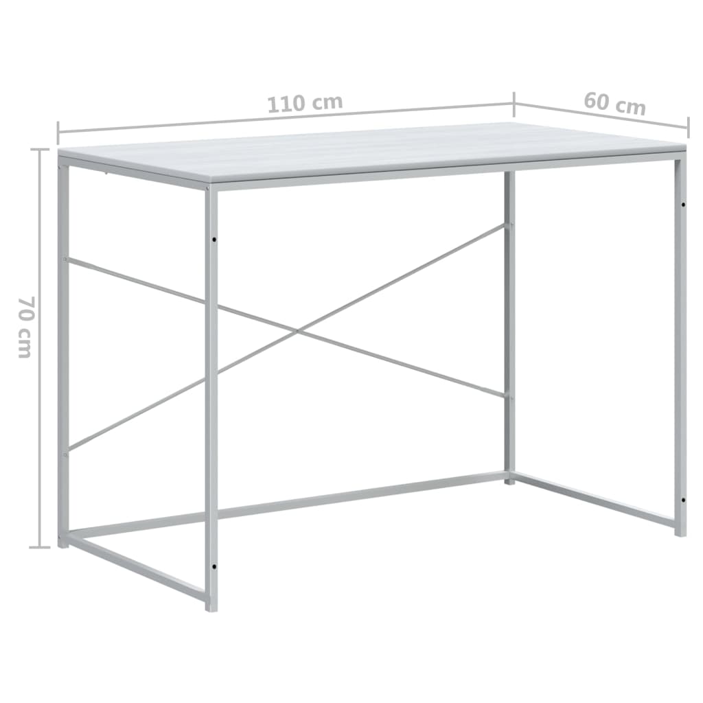 vidaXL Γραφείο Υπολογιστή Λευκό 110 x 60 x 70 εκ. από Επεξ. Ξύλο