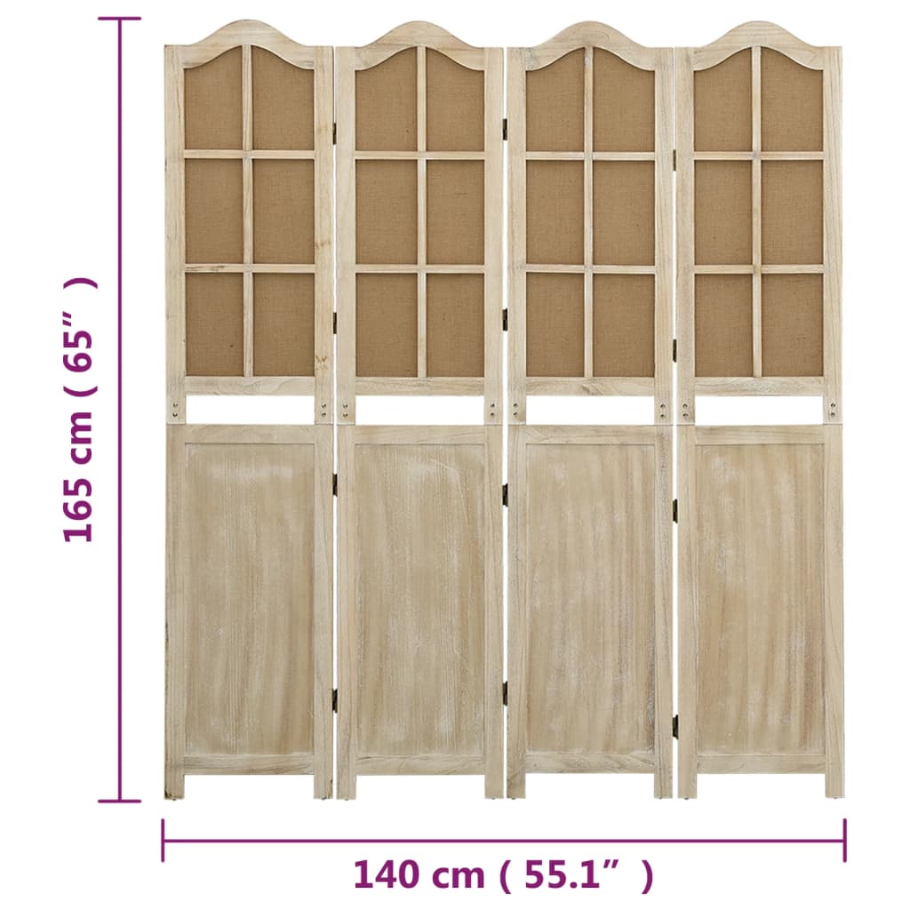 vidaXL Διαχωριστικό Δωματίου με 4 Πάνελ Καφέ 140x165 εκ. από Ύφασμα
