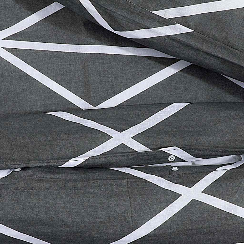 vidaXL Σετ Παπλωματοθήκης Σκούρο Γκρι και Λευκό 140x200 εκ. Βαμβακερό